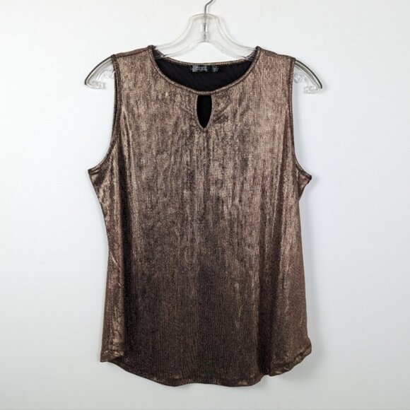 Shimmering CURE Metallic Knit Tank Top in Bronze, Size 2XL - Picture 1 of 9